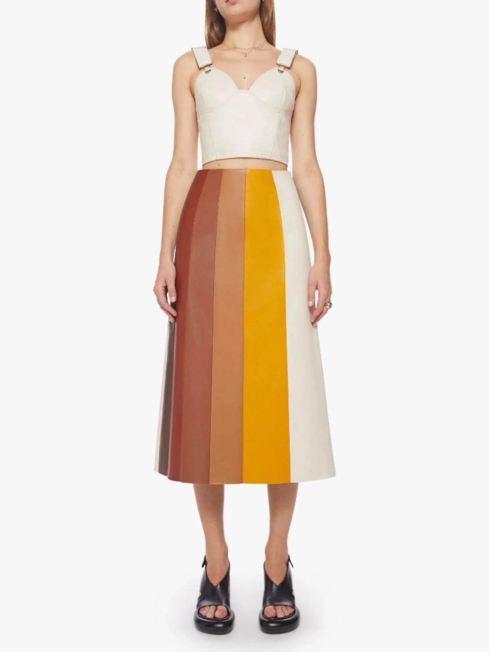 ✨ MOTHER The Bits and Pieces Faux-Leather Midi Skirt - Size M ✨